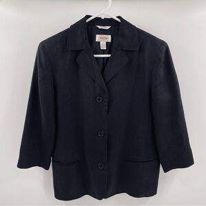 Talbots Black linen 3/4 sleeve lined Blazer